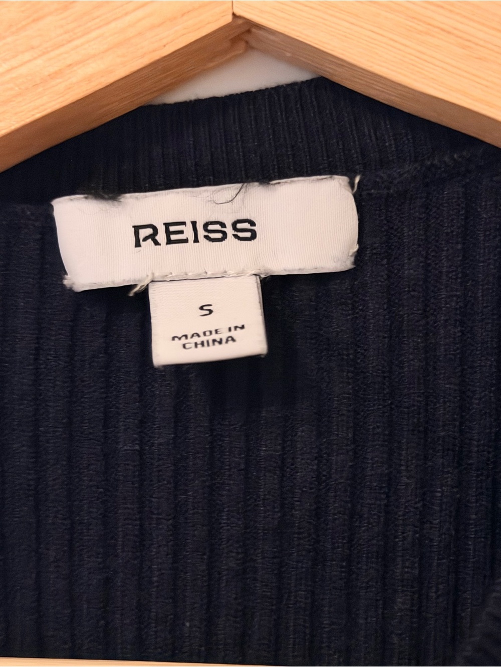 REISS Willa Ribbed Midi Dress Navy Long-Sleeve Maxi Dress with Belt - Picture 10 of 11